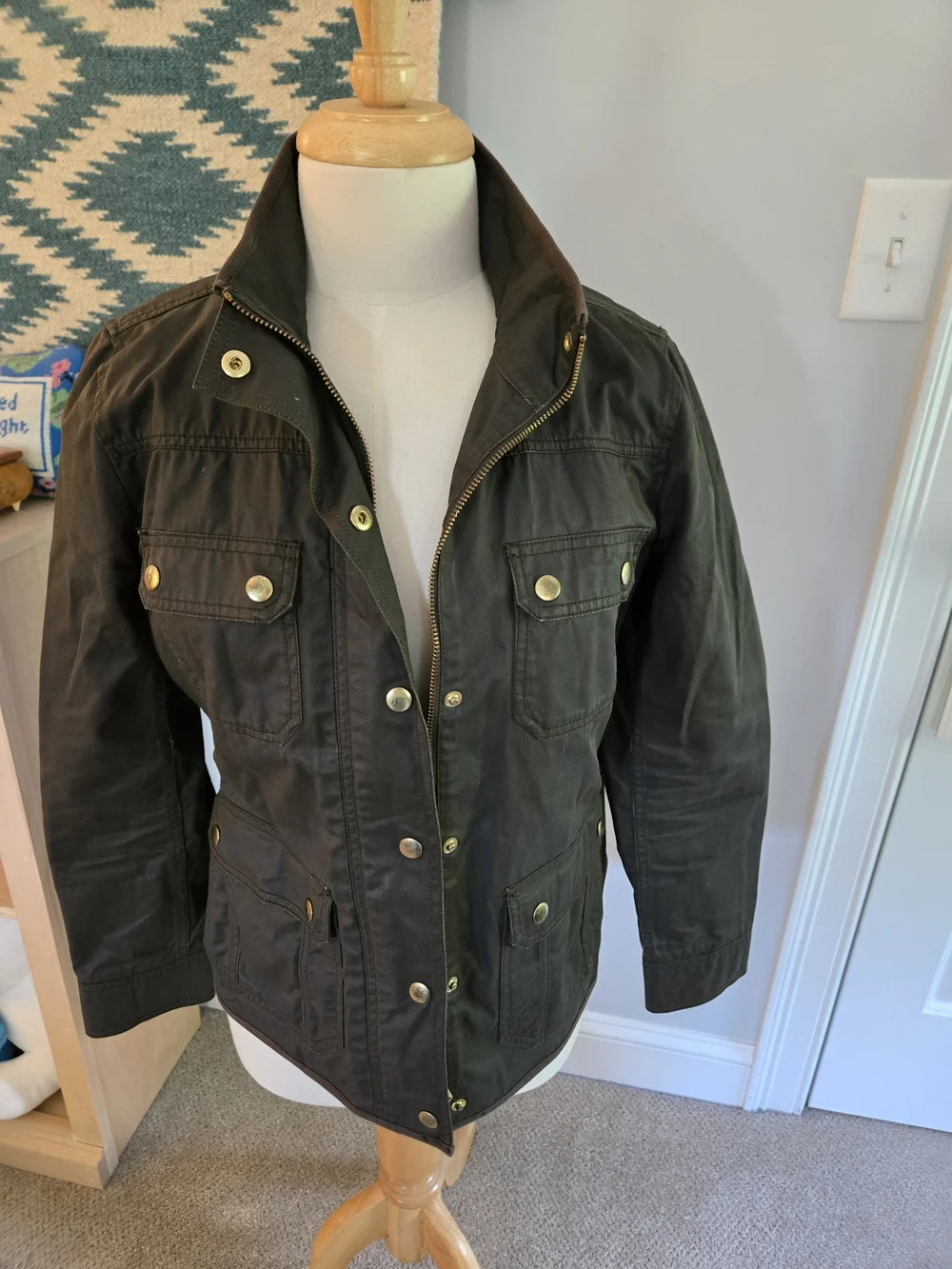 J. Crew Barn Chore Field Jacket Waxed Cotton Women's Size Medium Petite MP